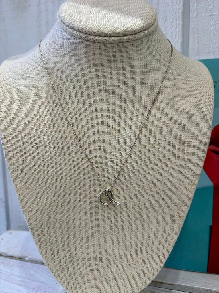 Tiffany & Co. Elsa Peretti 'A' Small Alphabet Pendant & Necklace in Sterling Silver