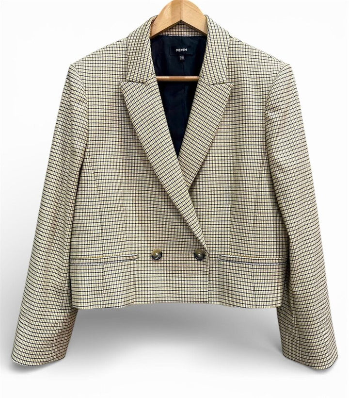 Me + Em Cropped Check Blazer - Size 12