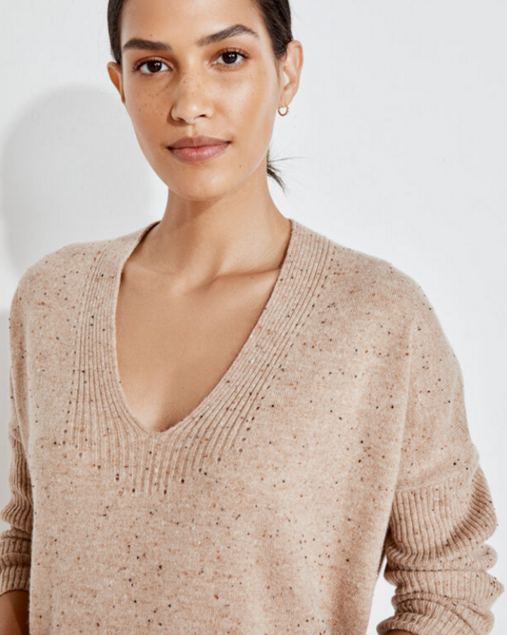 Haven Well Within Pure Cashmere Relaxed V-Neck Sweater - Size XXL (Retails for $178)