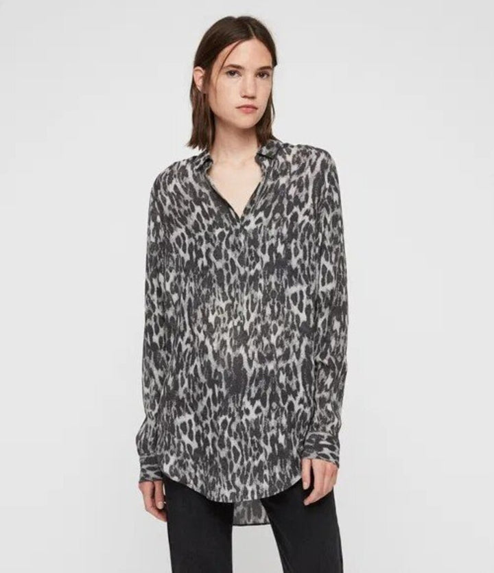 All Saints Keri Leopard Shirt - Size Small (Retails for $198)