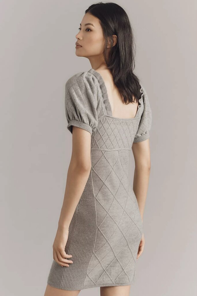 Anthropologie NWT Puff-Sleeve Crosshatch Sweater Dress - Size XS (retails for $198)