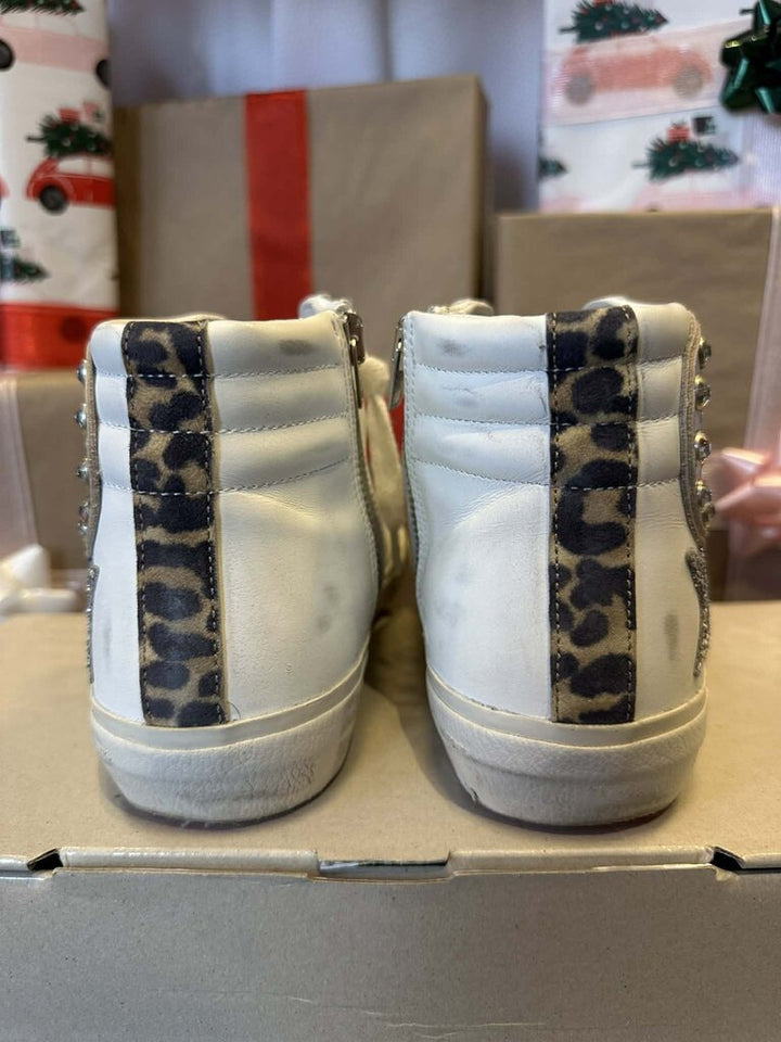 Golden Goose Slide Classic Glittered Star Mid Sneakers - Size 36 (retails for $690)