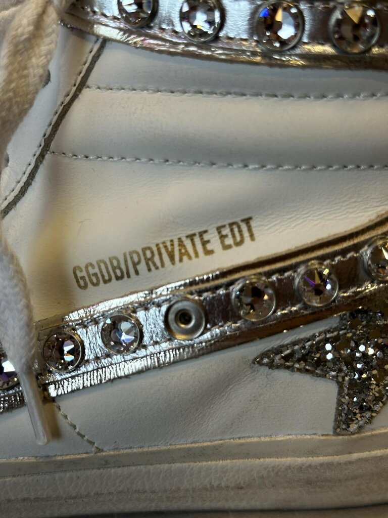 Golden Goose Slide Classic Glittered Star Mid Sneakers - Size 36 (retails for $690)