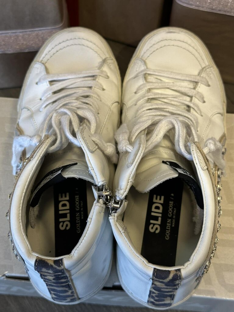 Golden Goose Slide Classic Glittered Star Mid Sneakers - Size 36 (retails for $690)