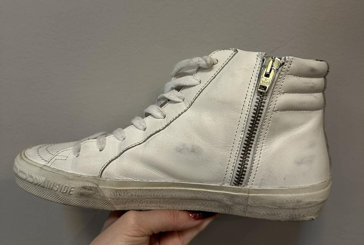 Golden Goose Slide Classic Glittered Star Mid Sneakers - Size 36 (retails for $690)