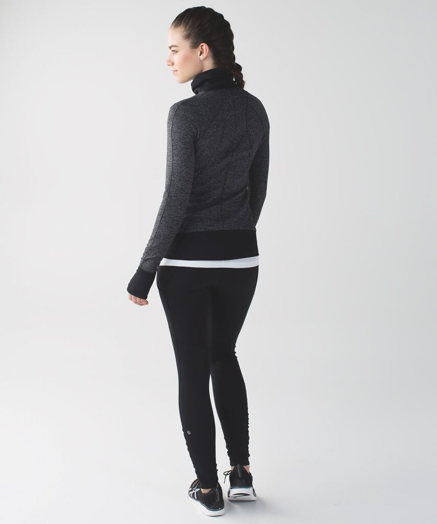 Lululemon Runderful 1/2 Zip in Mini Check Pique Black Heathered Black - Size 6