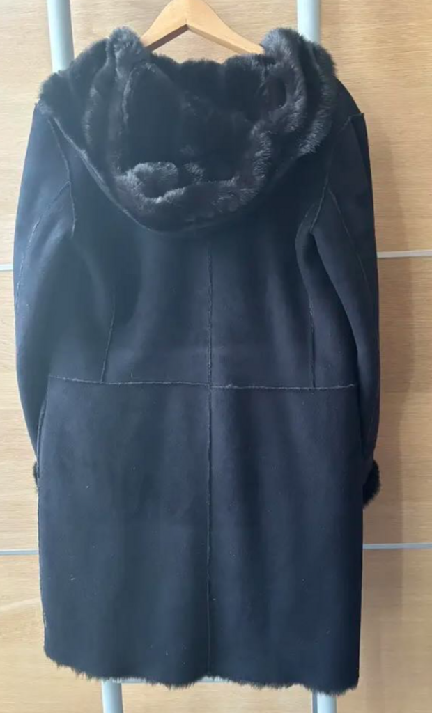 Armani Jeans Black Faux Fur Hooded Jacket - Size 10