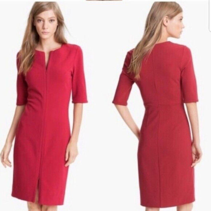 Diane Von Furstenburg Saturn Front Zipper Dress In Red Saturn - Size 10