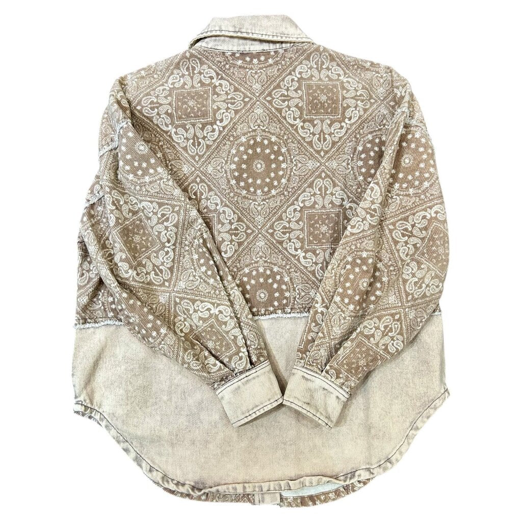Pink Lily Bandana Beige Shacket - Size Small