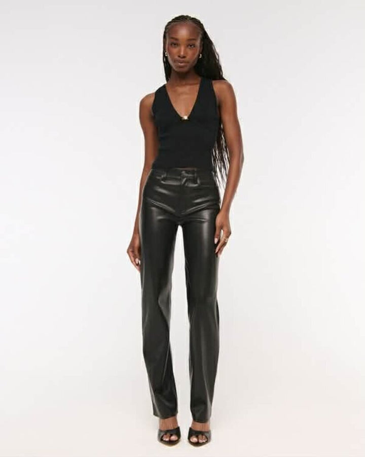 Abercrombie & Fitch High Rise Relaxed Vegan Leather Pants - Size 27 (Retails for $110)