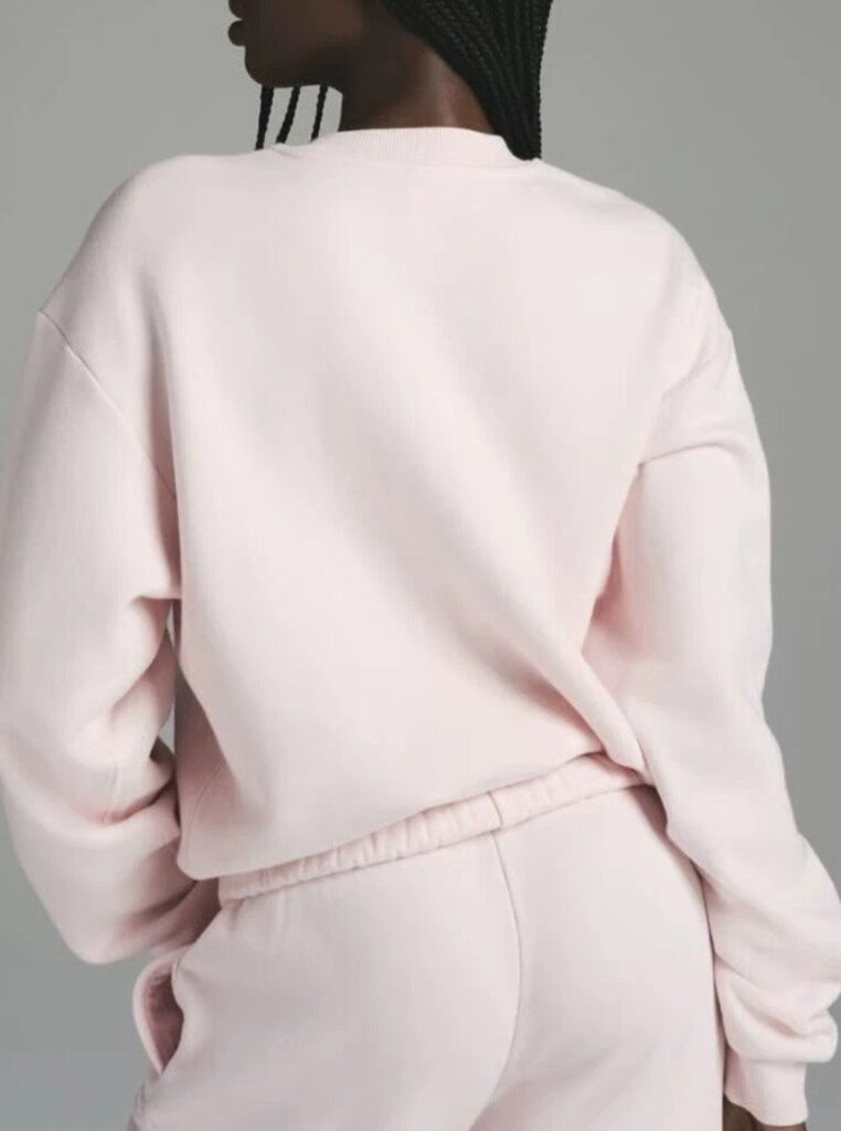 Skims Pink Cotton Fleece Classic Crewneck Pullover - Size Medium