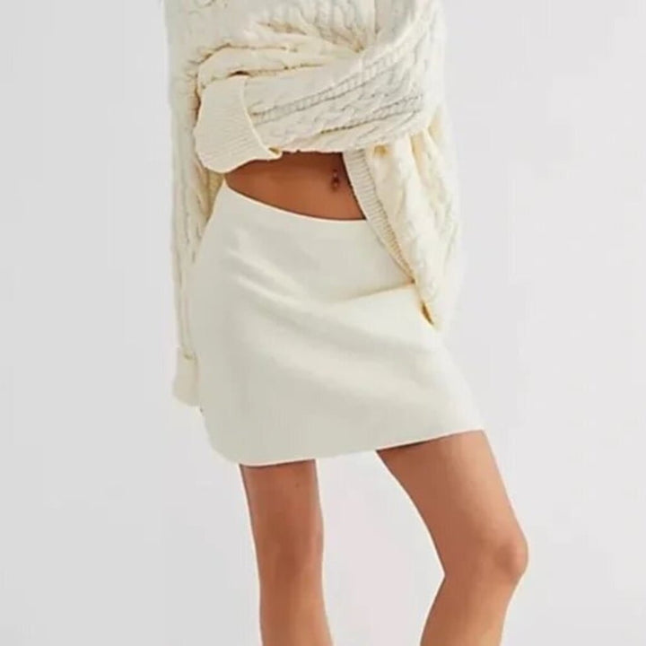 Free People Laurel Ribbed Knit Mini Skirt - Size Medium