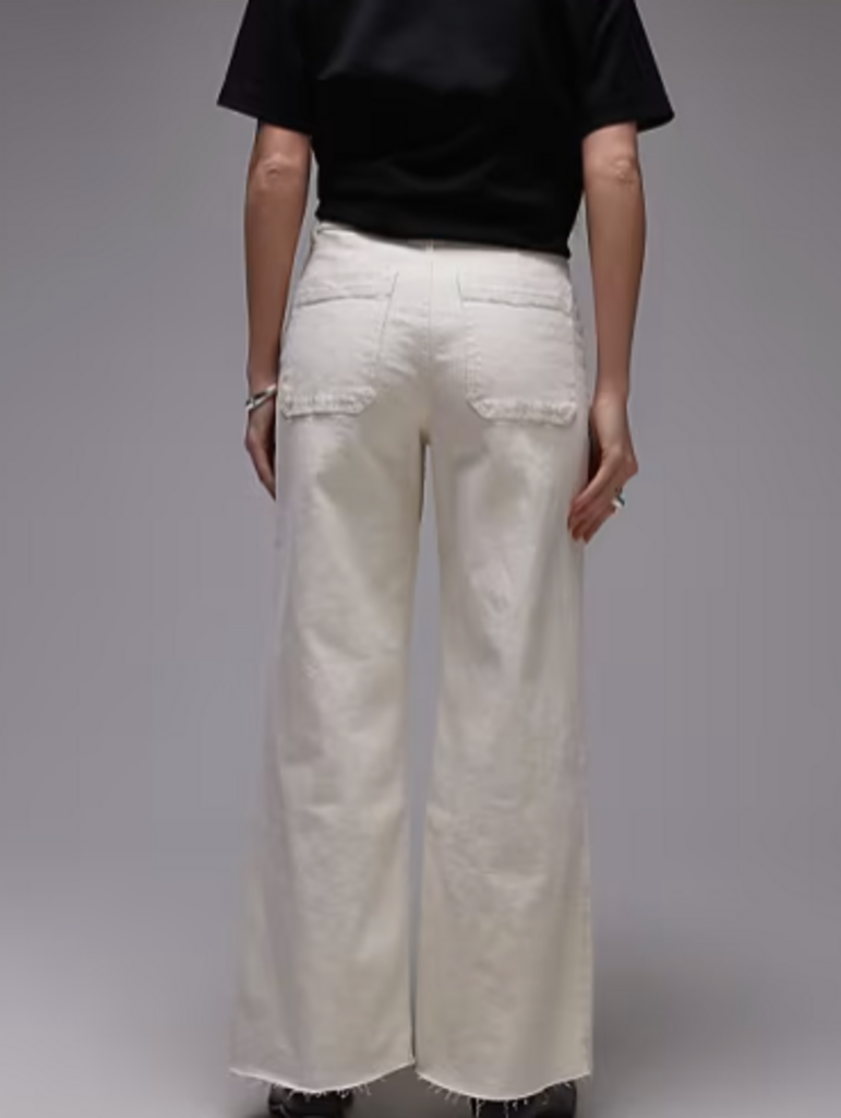 Mango Catherine Frayed High Waist Wide Leg Cropped Culotte Jeans - Size 4