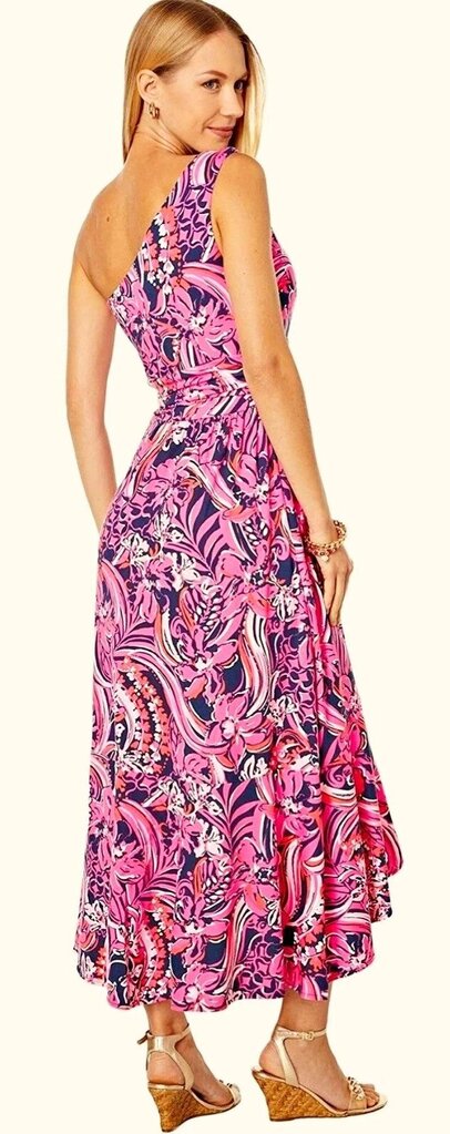 Lilly Pulitzer Monico One Shoulder Hi-Low Dress in Low Tide - Size XL