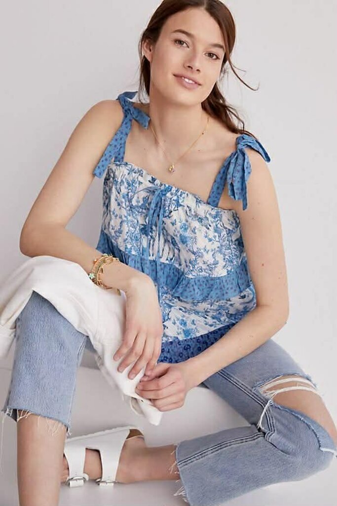 Conditions Apply Ruffle Tie Strap Tank - Size Small