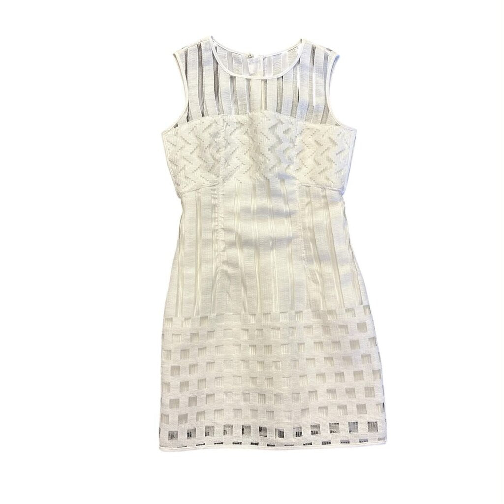 Milly NWT White Filament Embroidered Mesh Shift Dress - Size 4