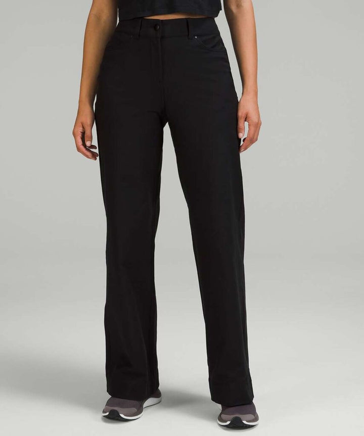 Lululemon City Sleek 5 Pocket Wide-Leg High-Rise Pant in Light Utilitech Black - Size Small(Retails $128)$