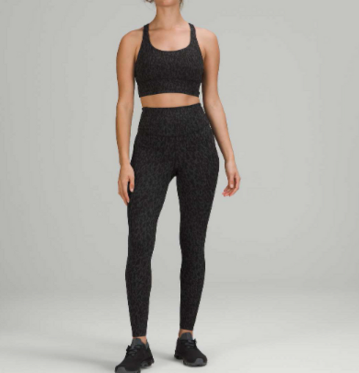 Lululemon Base Pace High-Rise Running Tight 28" In Leopard Camo Deep Coal Multi - Size 2