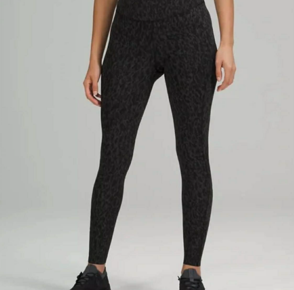 Lululemon Base Pace High-Rise Running Tight 28" In Leopard Camo Deep Coal Multi - Size 2