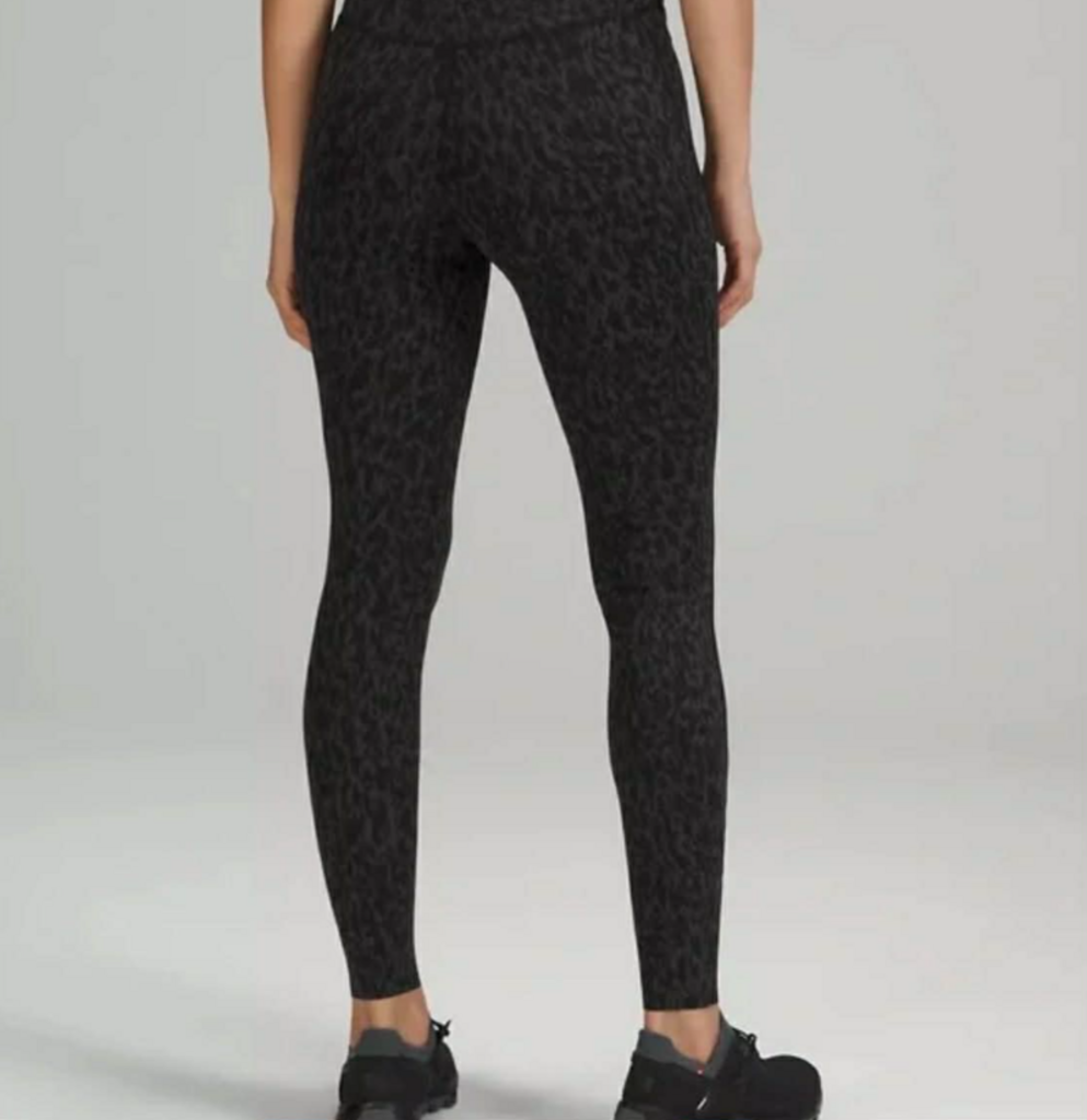 Lululemon Base Pace High-Rise Running Tight 28" In Leopard Camo Deep Coal Multi - Size 2