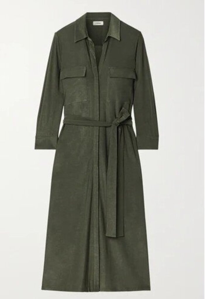 L'Agence Rivi Belted Midi Shirtdress in Olive - Size XS(Retails for $197)