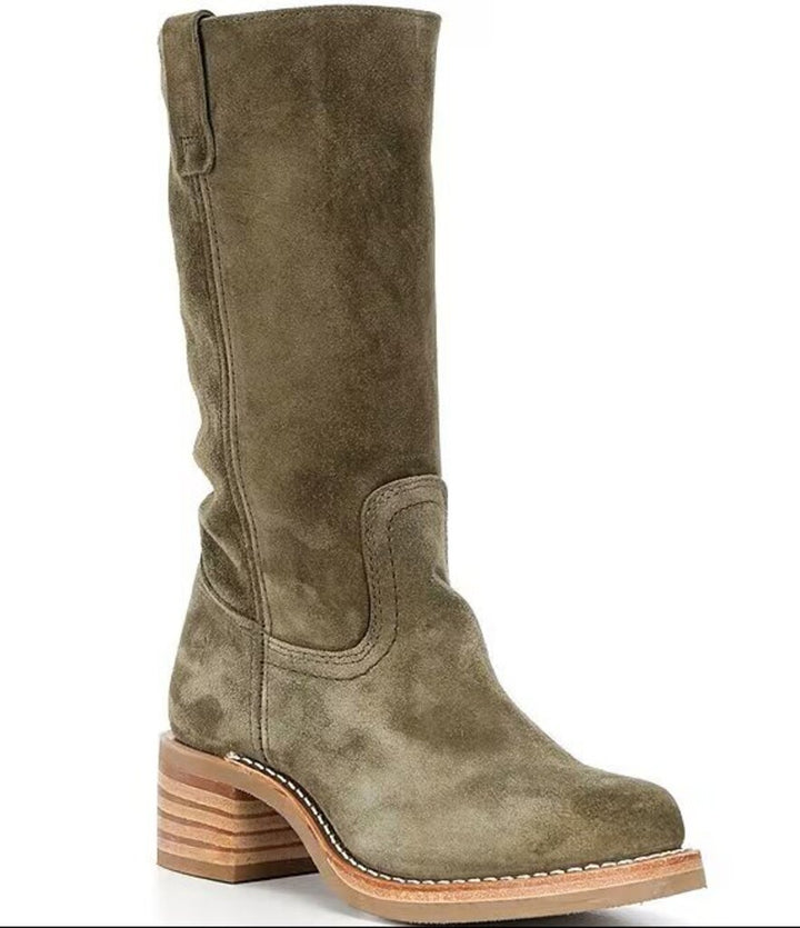 Frye Campus 12R Tall Suede Riding Boots in Olive - Size 10 (Retails for $498)