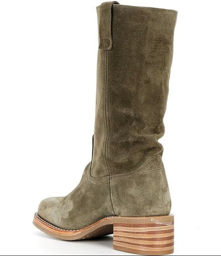 Frye Campus 12R Tall Suede Riding Boots in Olive - Size 10 (Retails for $498)