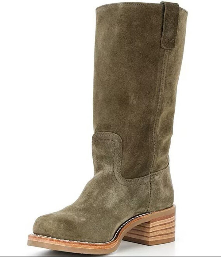 Frye Campus 12R Tall Suede Riding Boots in Olive - Size 10 (Retails for $498)