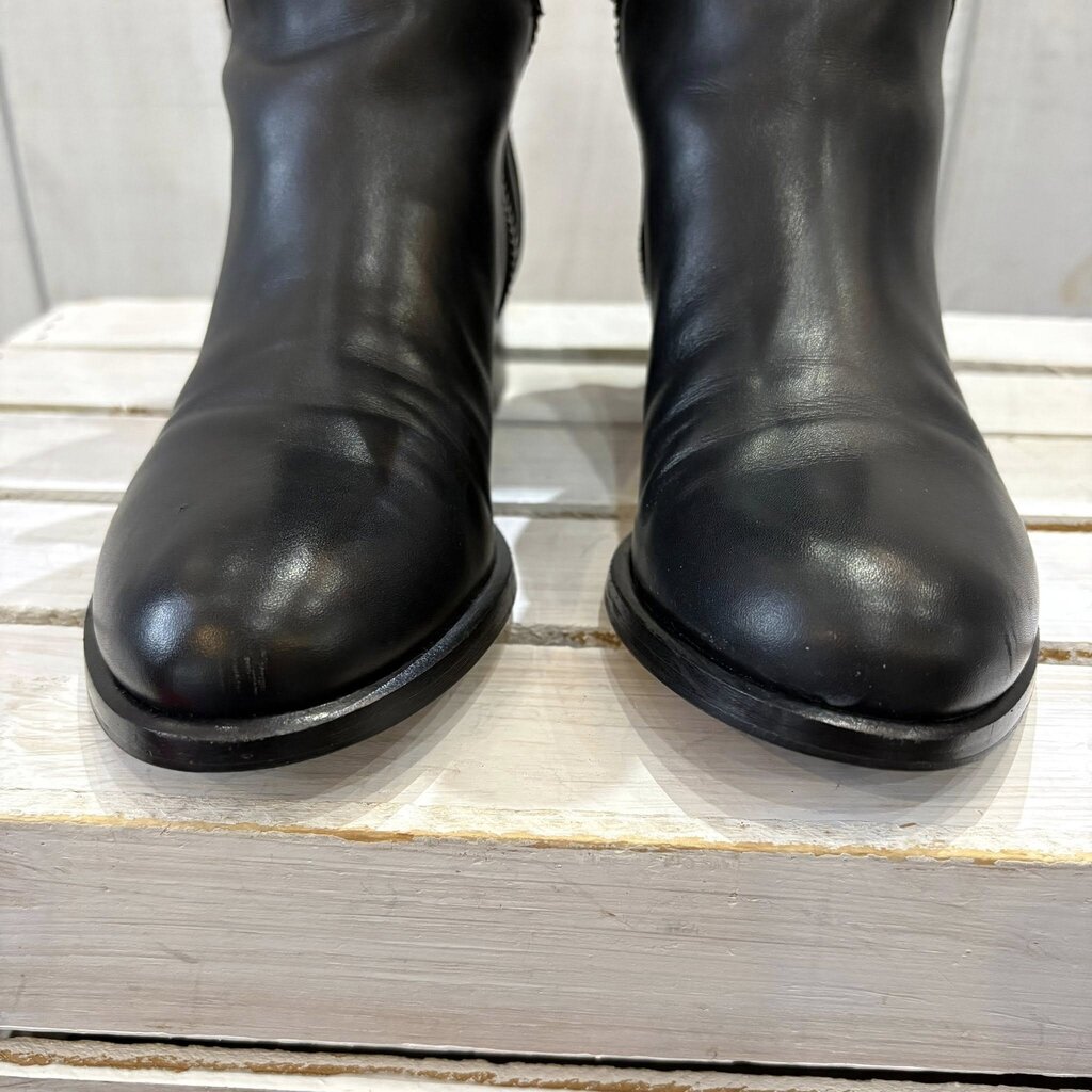 Valentino Soft Nappa Ascot Ribbon Lace-Up Riding Boots - Size 36.5