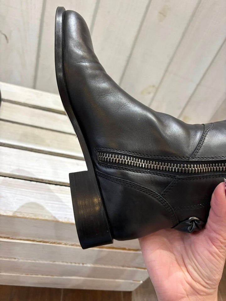 Valentino Soft Nappa Ascot Ribbon Lace-Up Riding Boots - Size 36.5