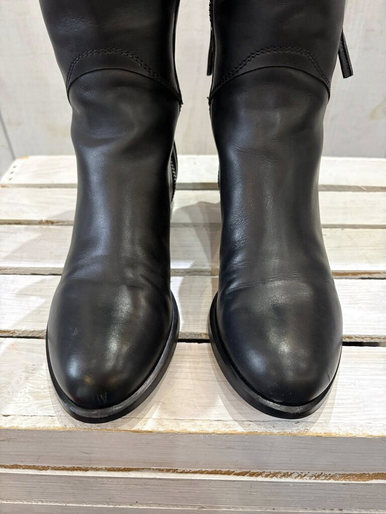 Valentino Soft Nappa Ascot Ribbon Lace-Up Riding Boots - Size 36.5