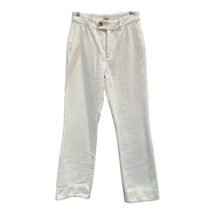 Faherty Wide Leg Eight Wale Corduroy Pants in Egret - Size Small