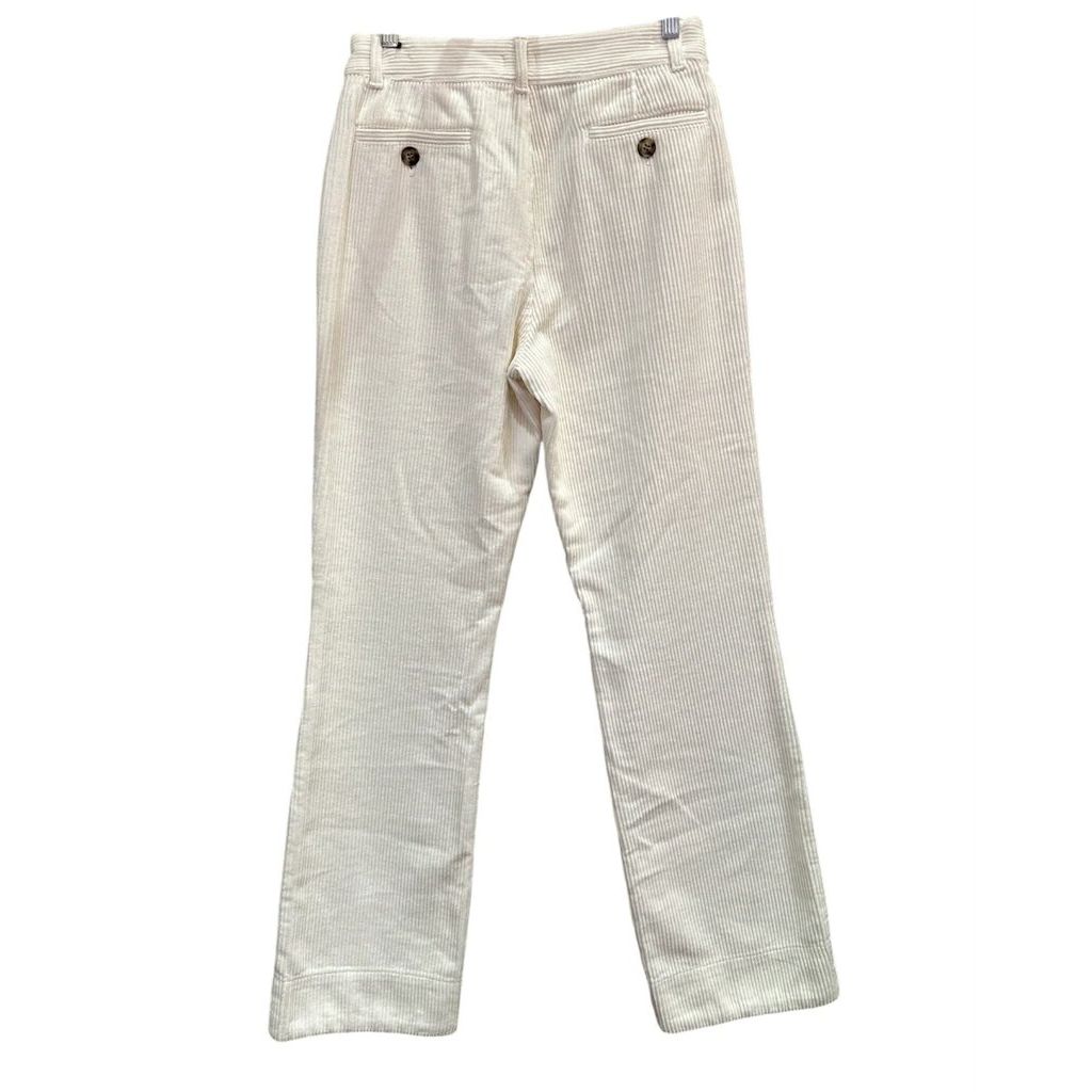 Faherty Wide Leg Eight Wale Corduroy Pants in Egret - Size Small