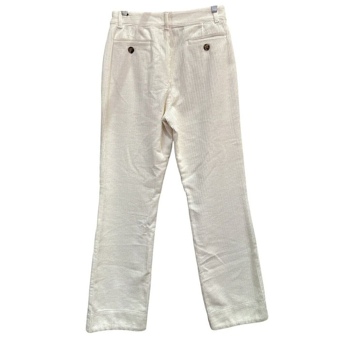 Faherty Wide Leg Eight Wale Corduroy Pants in Egret - Size Small