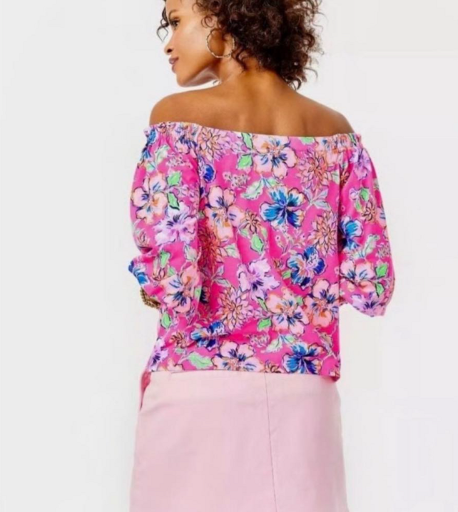 Lilly Pulitzer Off-The-Shoulder Pink Top- Size Medium