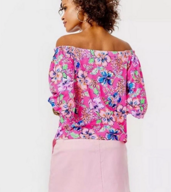 Lilly Pulitzer Off-The-Shoulder Pink Top- Size Medium