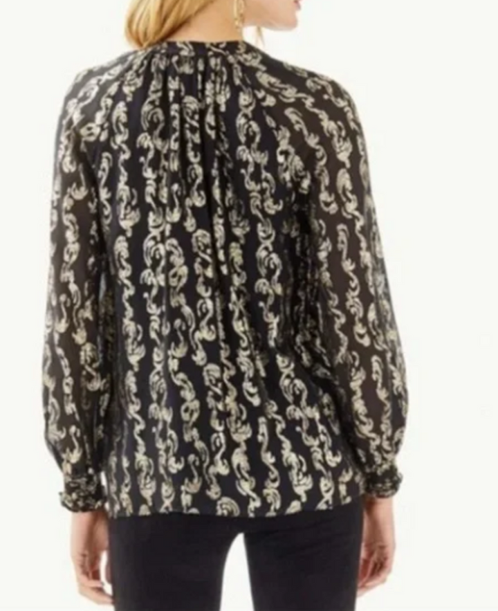 Lilly Pulitzer Angelika Ruffle Chiffon Blouse- Size Medium