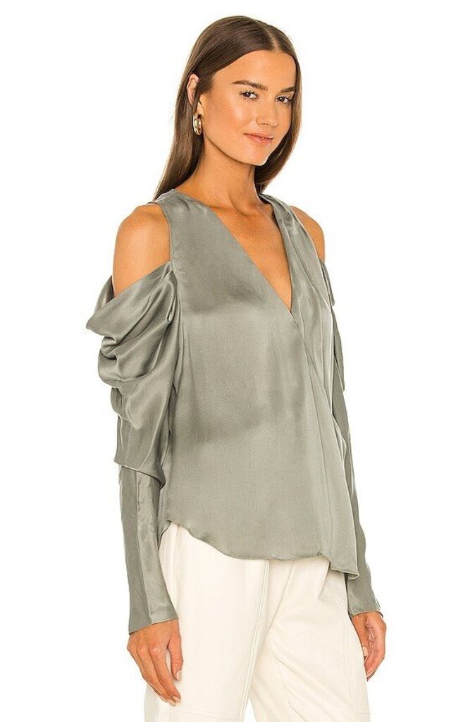 Jonathan Simkhai NWT Remington Cold-Shoulder Top in Sage - Size Small (Retails for $295)