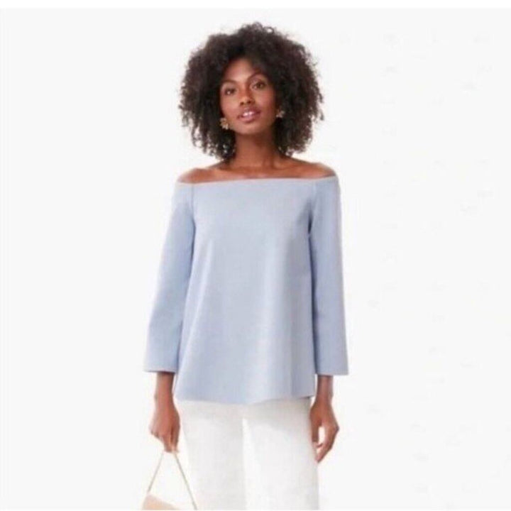 Tuckernuck Miranda Off the Shoulder Blouse in French Blue - Size XXL