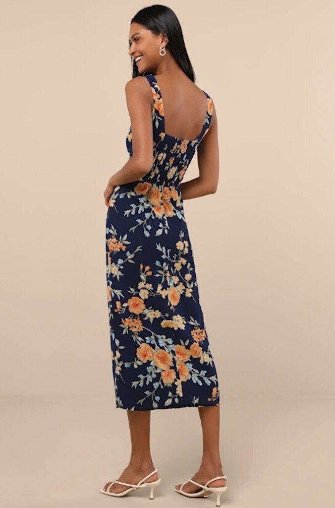 Lulus NWT Lesina Navy Floral Sleeveless Midi Dress - Size XS