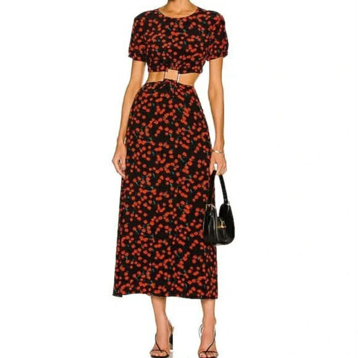 Staud NWT Calypso Poppy Cut-Out Midi Dress - Size XS(Retails $395)
