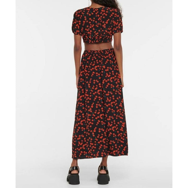Staud NWT Calypso Poppy Cut-Out Midi Dress - Size XS(Retails $395)