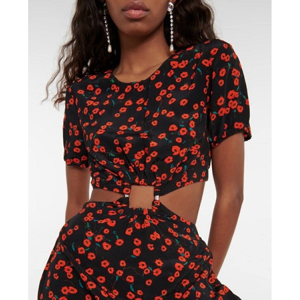 Staud NWT Calypso Poppy Cut-Out Midi Dress - Size XS(Retails $395)