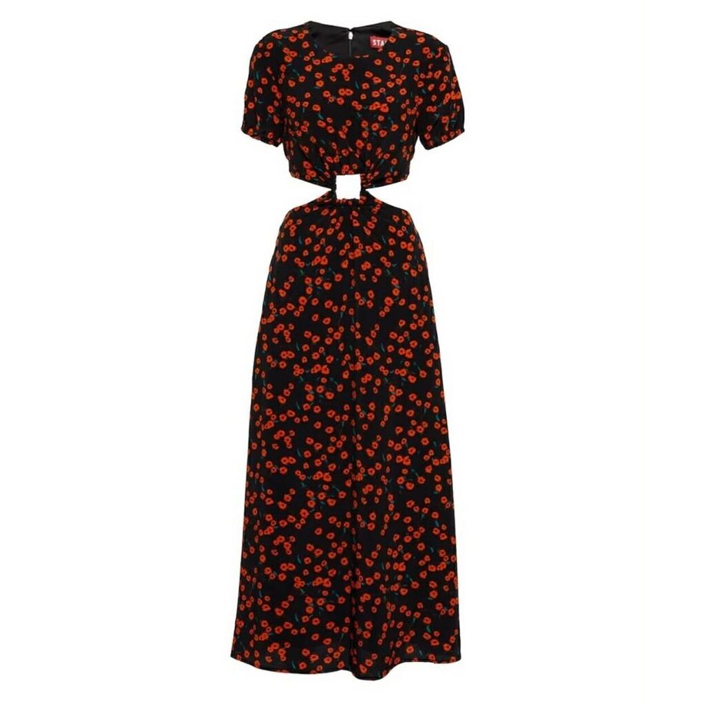 Staud NWT Calypso Poppy Cut-Out Midi Dress - Size XS(Retails $395)