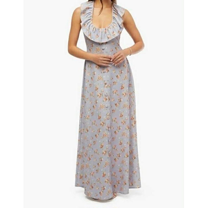 We Wore What NWT Ruffle Halter Floral Button Front Maxi Dress - Size Medium