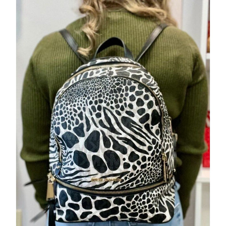 Michael Kors White & Black Rhea Backpack