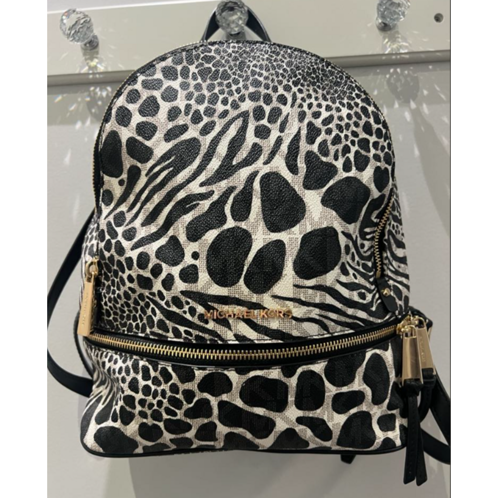 Michael Kors White & Black Rhea Backpack