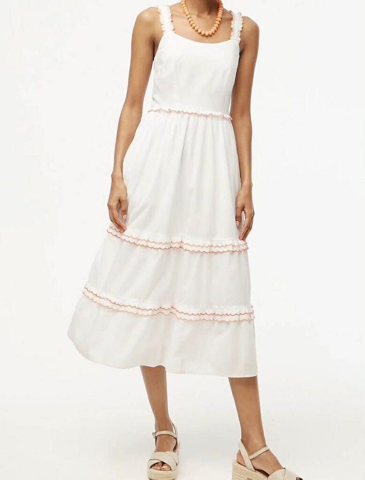 J Crew Scalloped-Trim Midi Dress - Size 0