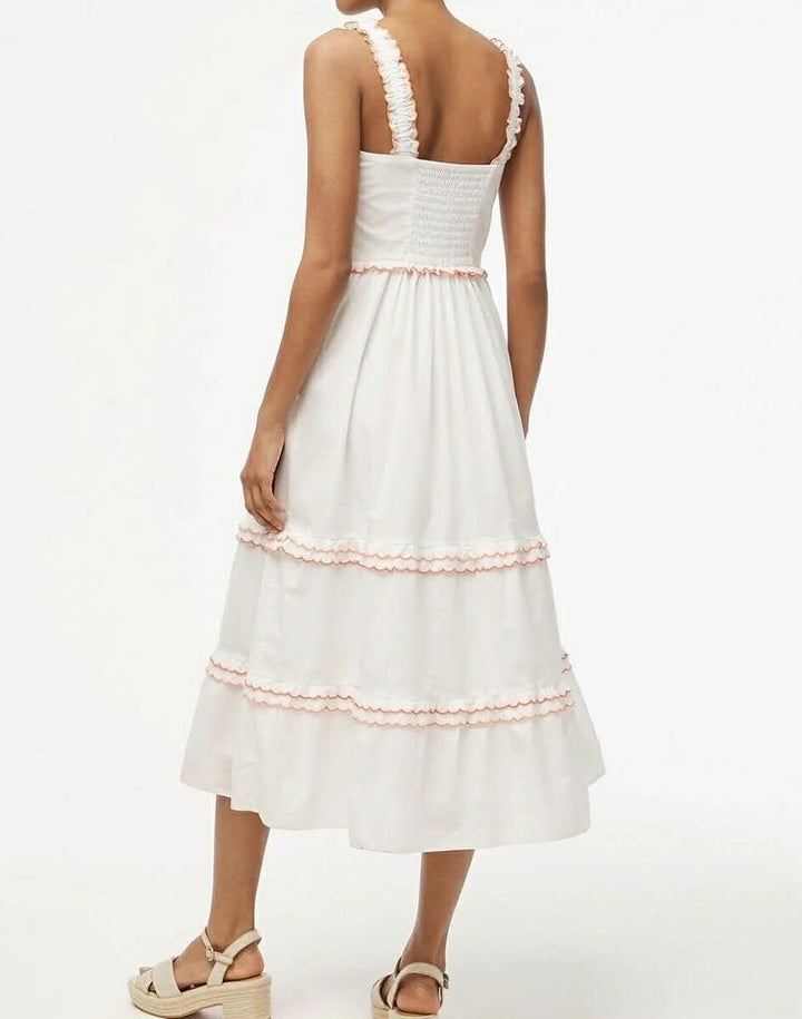 J Crew Scalloped-Trim Midi Dress - Size 0