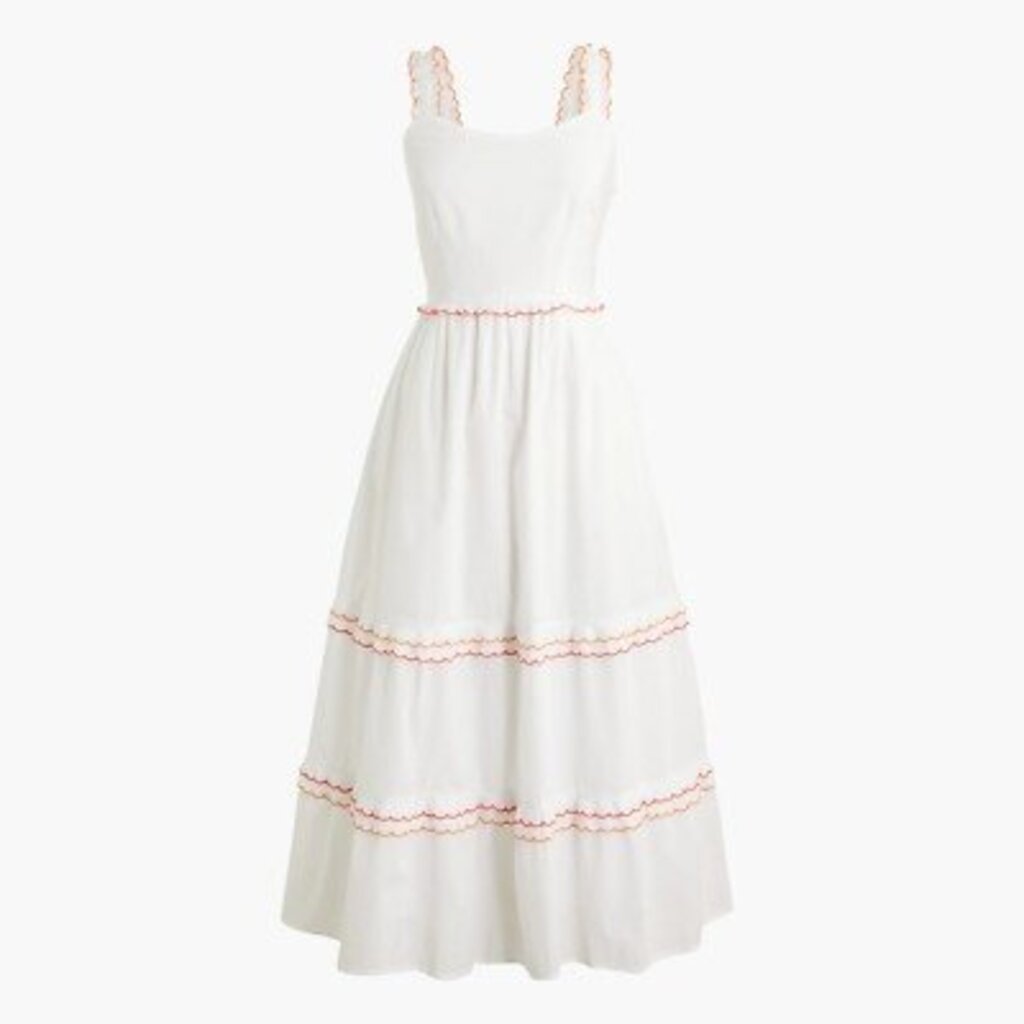 J Crew Scalloped-Trim Midi Dress - Size 0